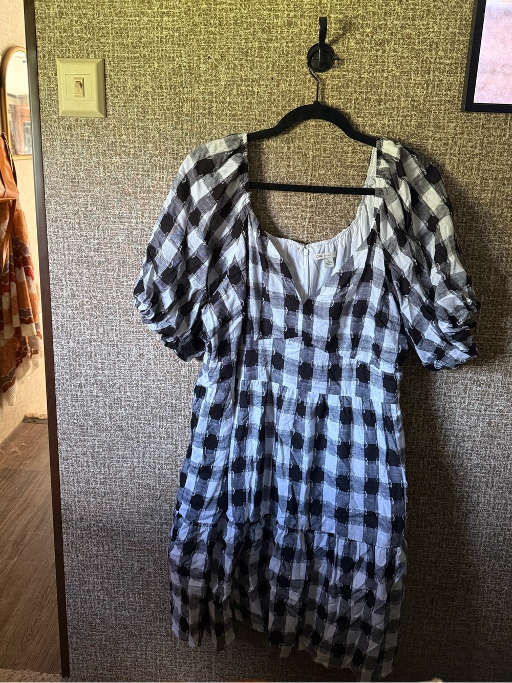 Cato Black and White Gingham Tiered Dress